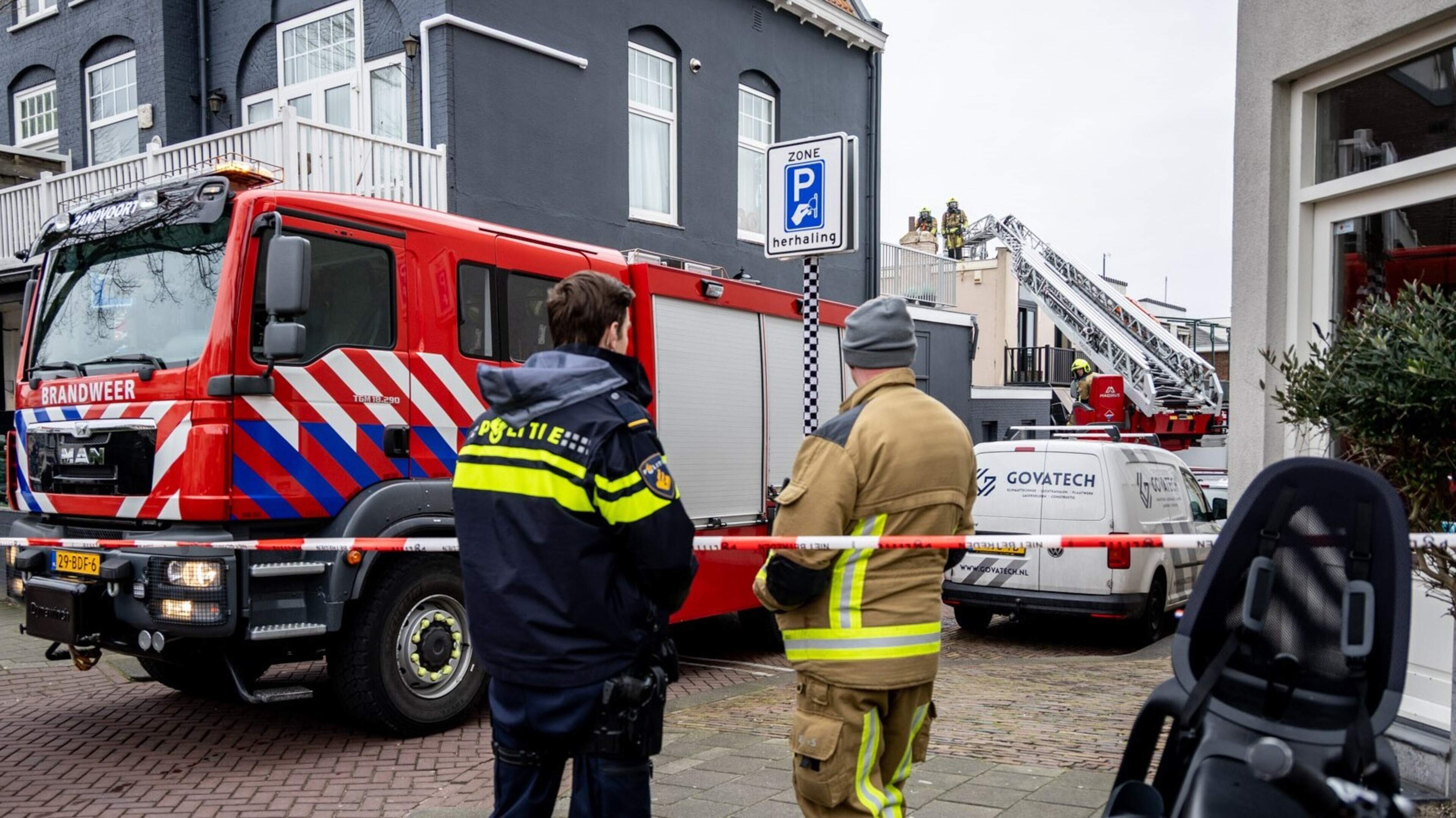 Major fire brigade response for chimney fire in Zandvoort center
