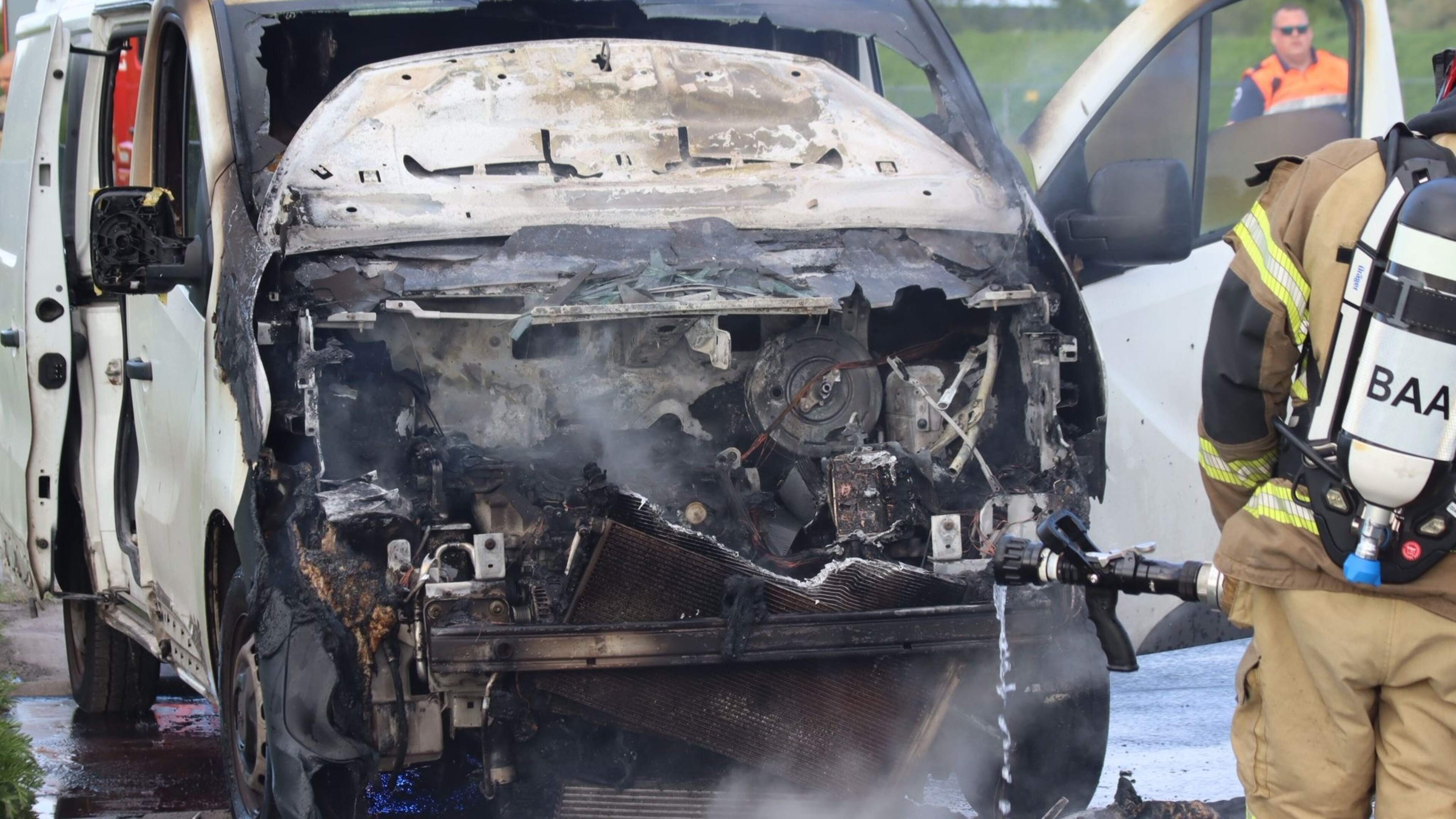 Van catches fire on N201 near Schiphol-Rijk