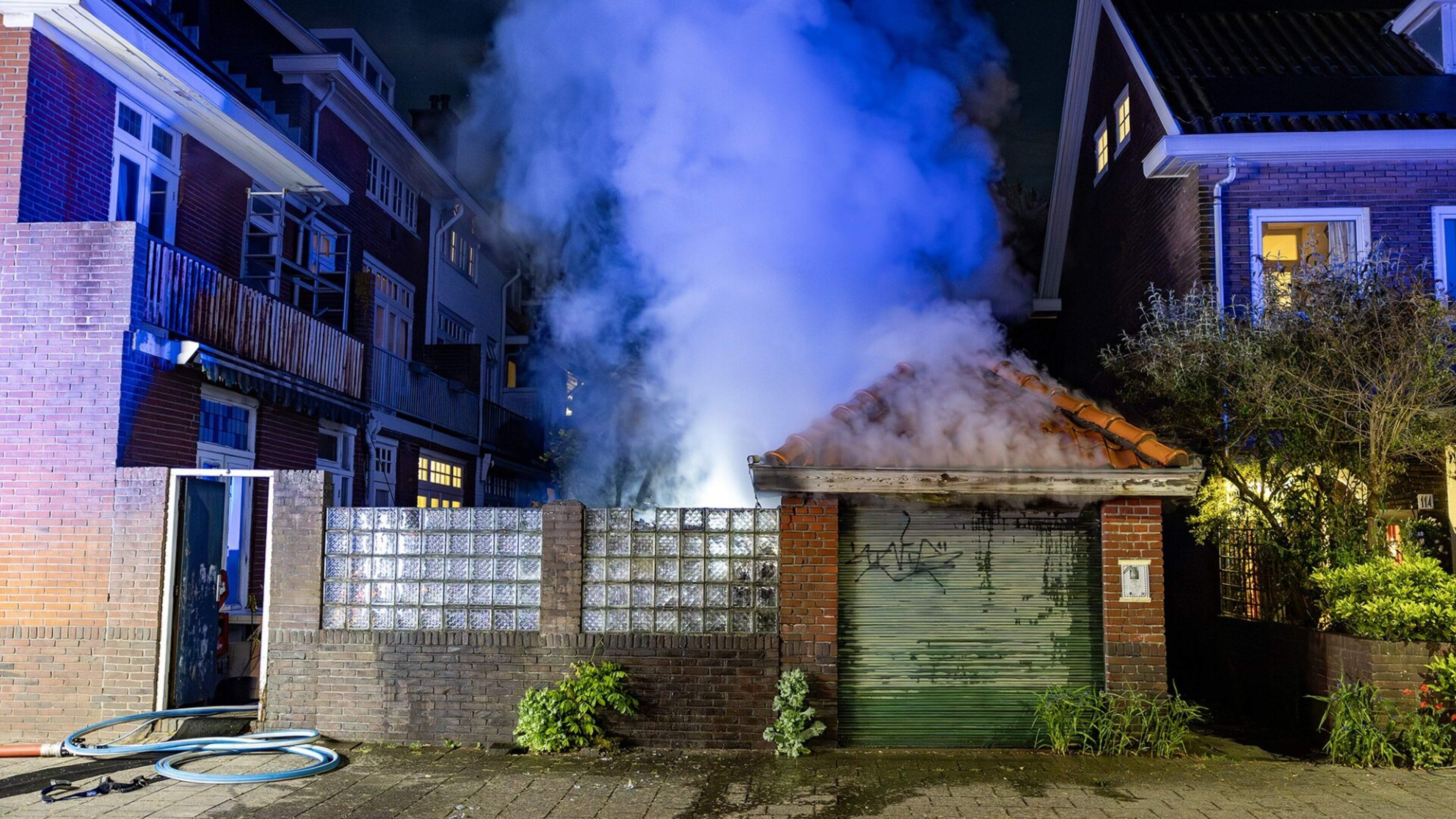 Backyard shed goes up in flames in Haarlem