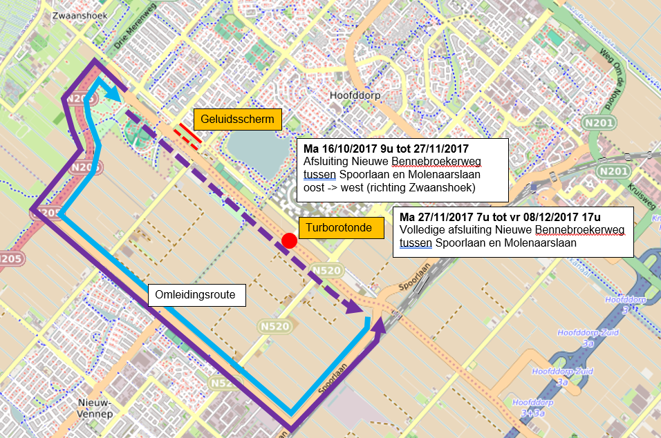 Nieuwe Bennebroekerweg bij Hoofddorp wekenlang afgesloten
