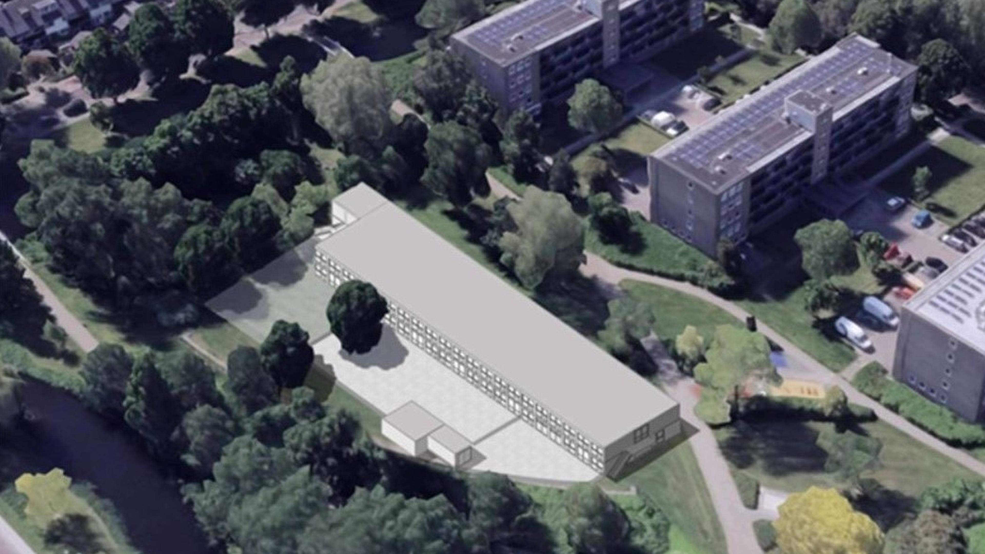 Enorm noodgebouw voor De Giraf verrijst straks in het Hillegomse Elsbroekpark
